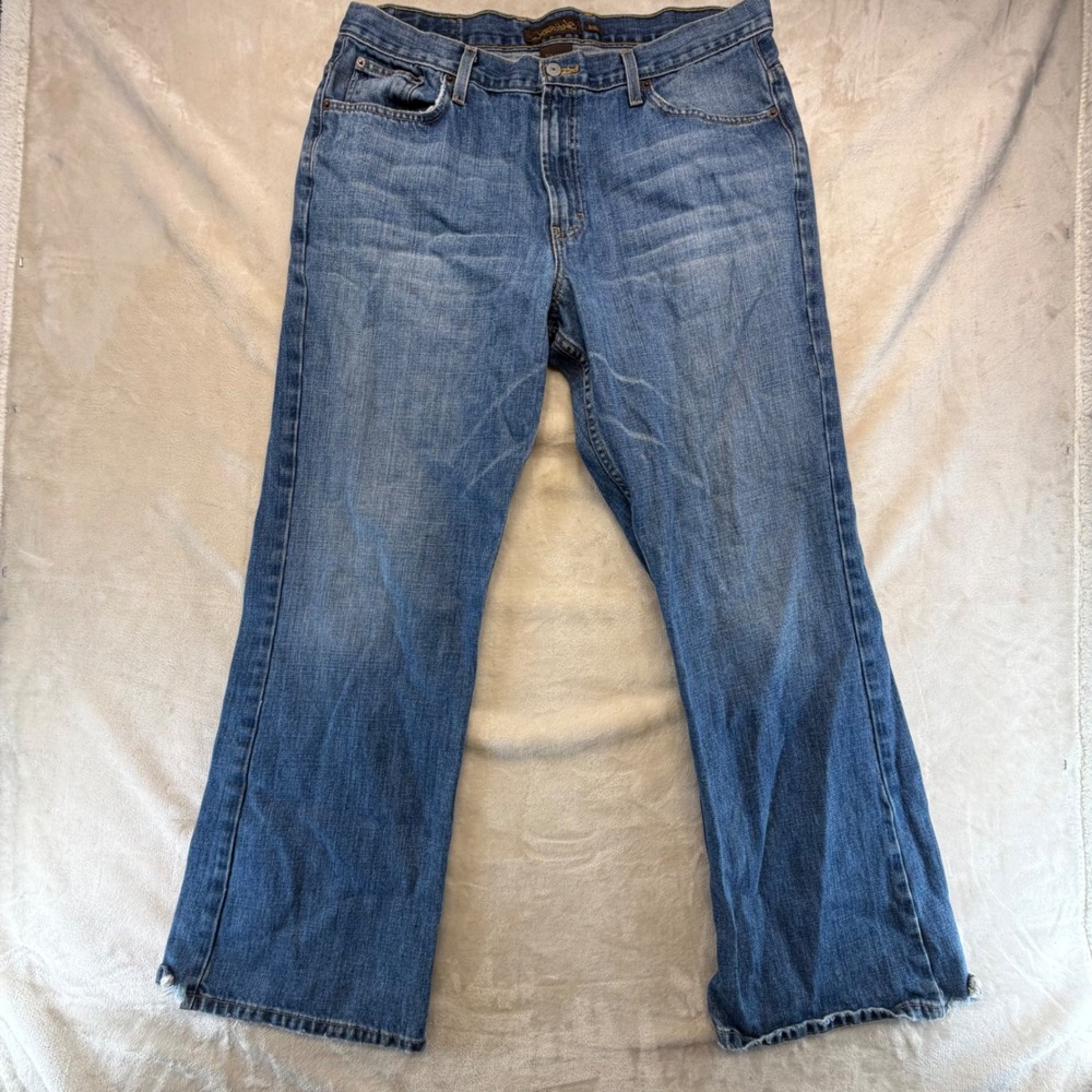 Aeropostale Bootcut Jeans Mens 36x32 Blue Medium Wash Cotton Denim Distressed